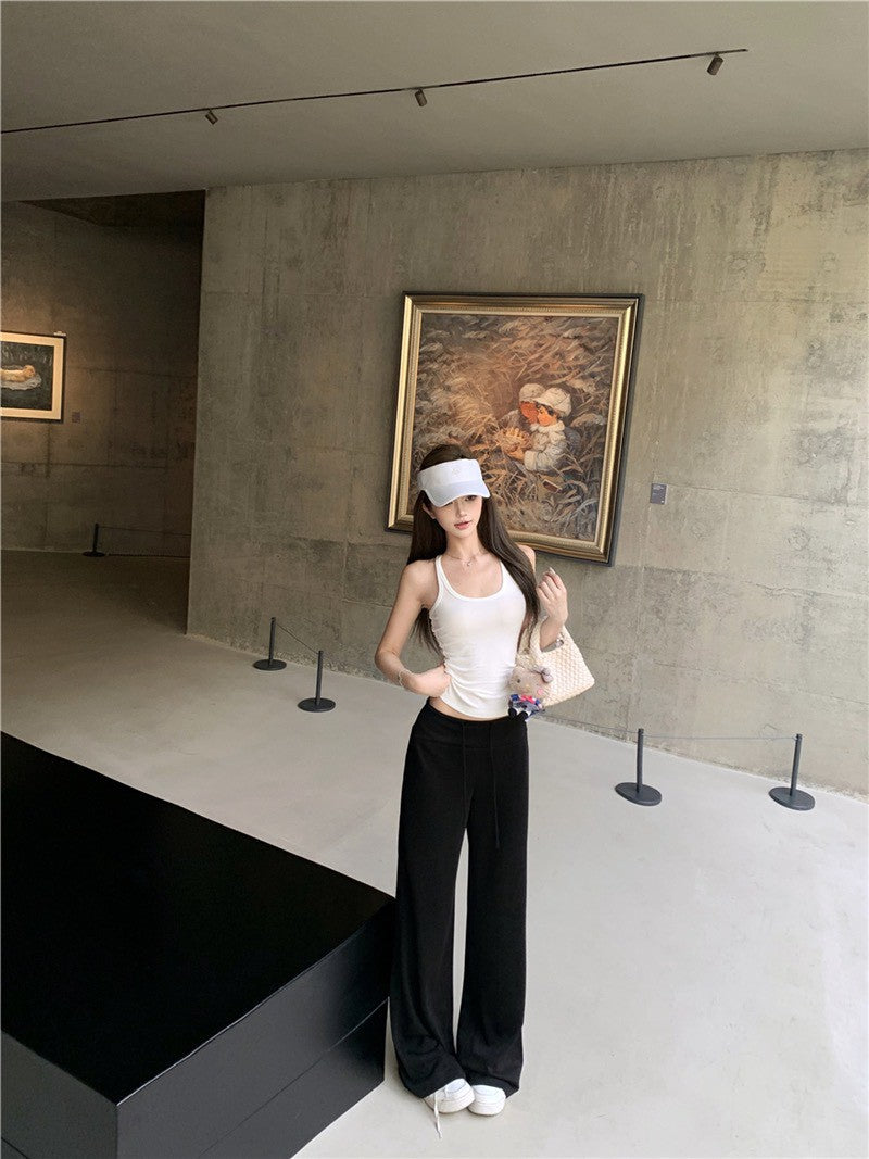 NA+ 通勤基礎修身拉鍊外套抽繩褲套裝 黑