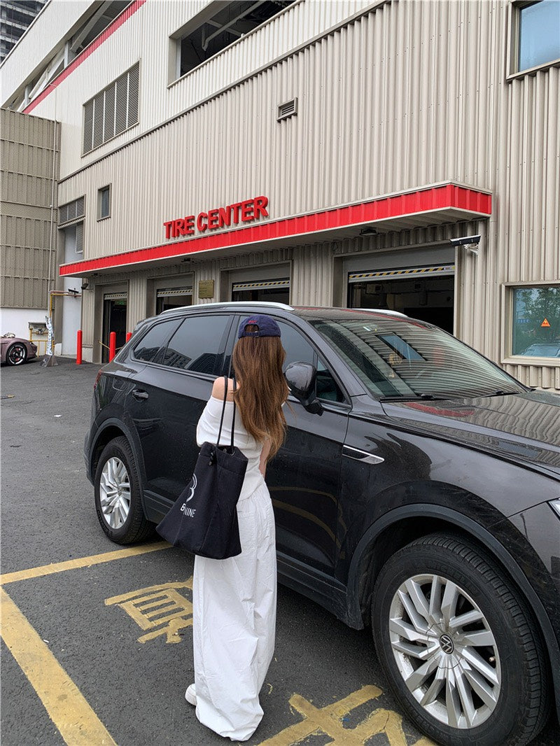 NA+ 墜愛白色系 簡約字母修身上衣/休閒褲