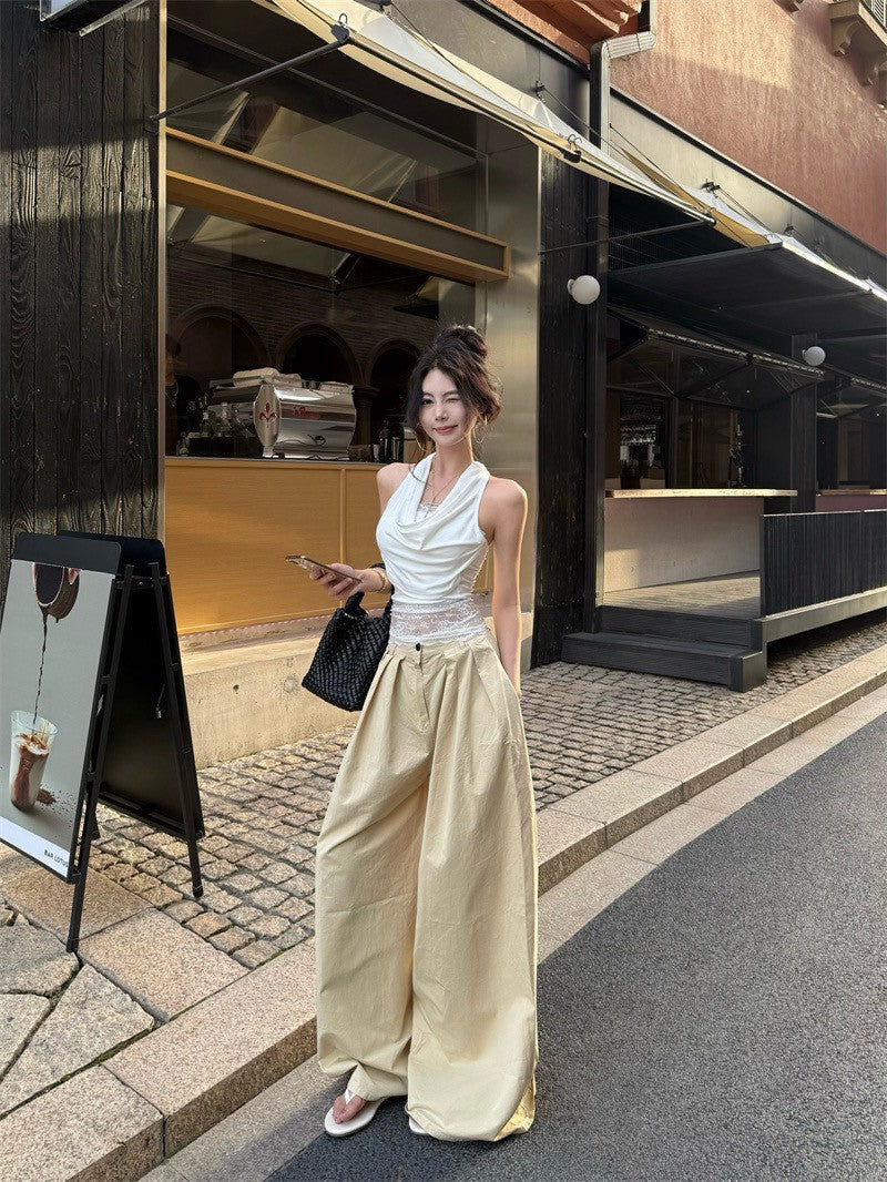 NA+ 修身蕾絲拼接垂墜感背心