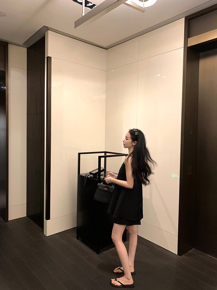 NA+ Cleanfit千金 抹胸長款吊帶 同色系短褲 黑