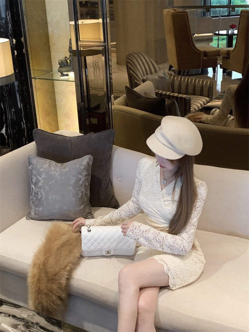 ''Na+''優雅氣質 立體蕾絲收腰上衣 緹花半身裙2款長度