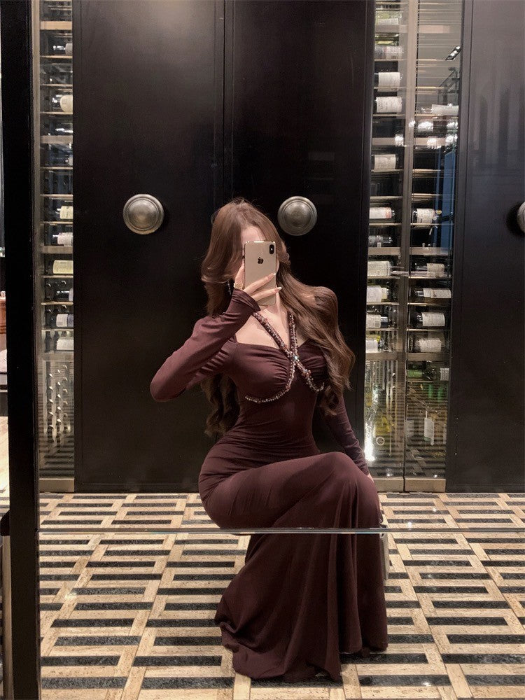 ''Na+''高奢晚宴 鑲鑽掛脖兩穿連身裙 2款版型