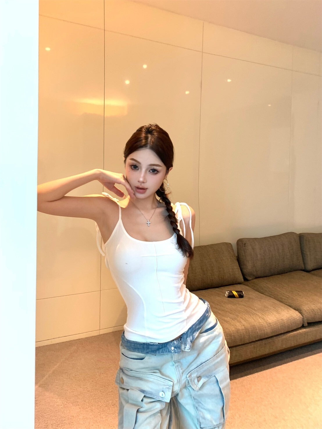 NA+ 美式天使翅膀特殊造型背心 粉/白