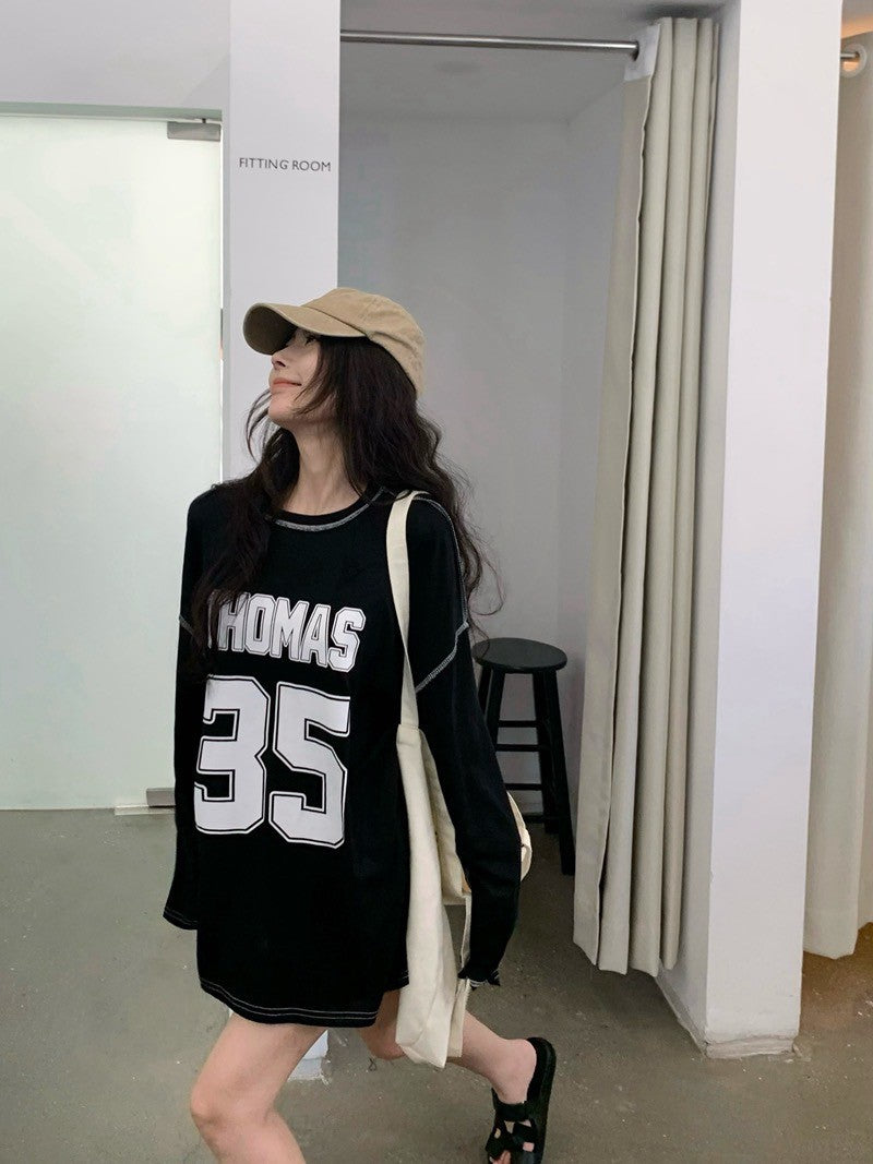 NA+ blokecore慵懶字母撞色球衣 黑