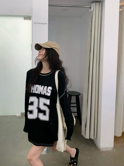 NA+ blokecore慵懶字母撞色球衣 黑