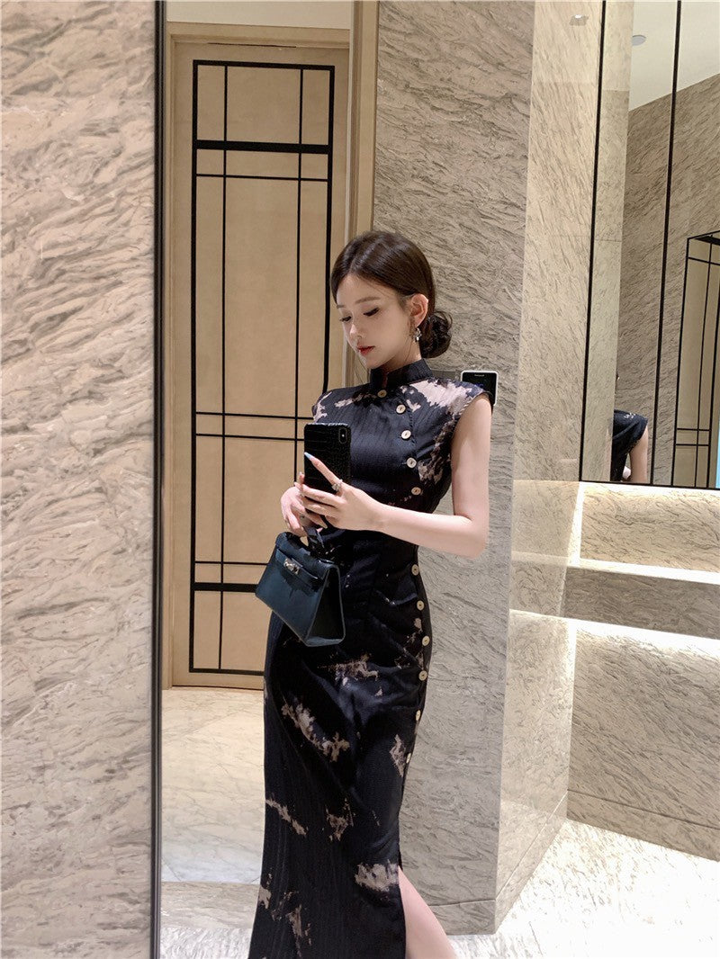 NA+ 芬芳雋永復古旗袍連身裙