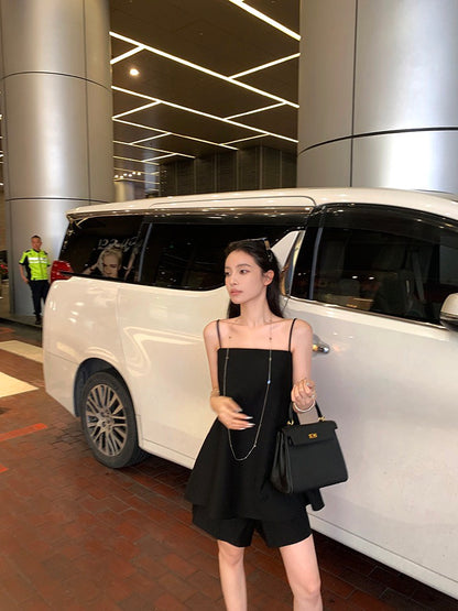 NA+ Cleanfit千金 抹胸長款吊帶 同色系短褲 黑