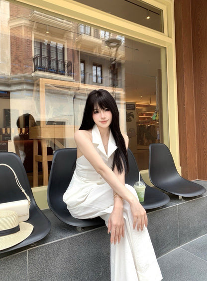 Na+ 時髦老錢 俐落剪裁V領馬甲 高腰直筒褲