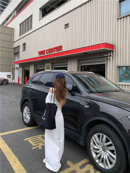 NA+ 墜愛白色系 簡約字母修身上衣/休閒褲