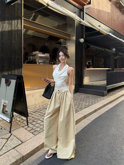 NA+ 修身蕾絲拼接垂墜感背心