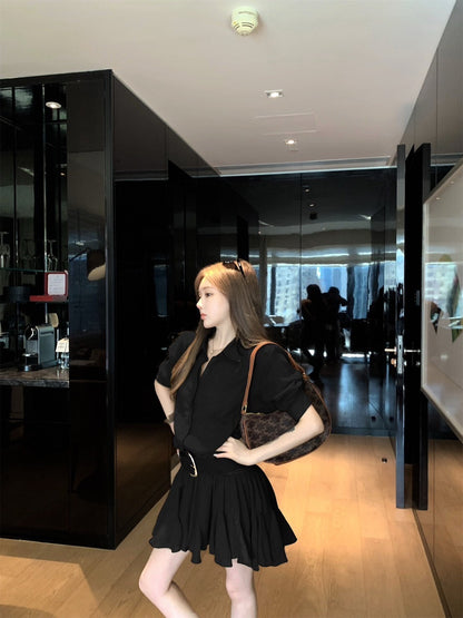 NA+ ROW率性通勤工裝襯衫裙 黑