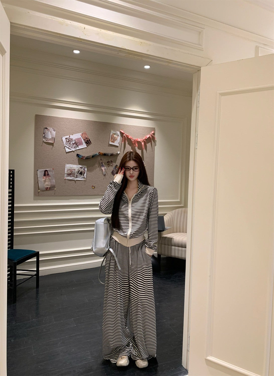 NA+ 運動空調條紋連帽外套/鬆緊休閒褲