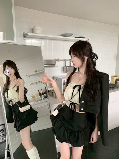 NA+ 甜心職風感短款西服 花苞半身裙