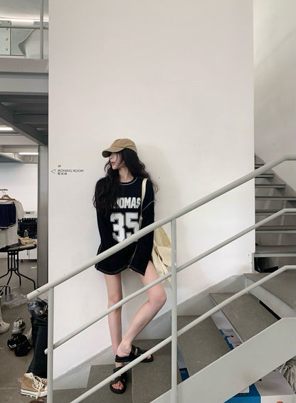 NA+ blokecore慵懶字母撞色球衣 黑