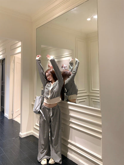 NA+ 運動空調條紋連帽外套/鬆緊休閒褲