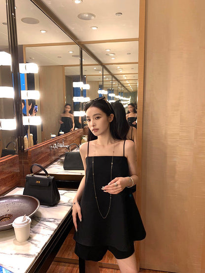 NA+ Cleanfit千金 抹胸長款吊帶 同色系短褲 黑