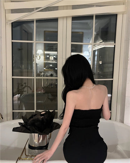 NA+ 法紗荷葉鈕扣抹胸 黑