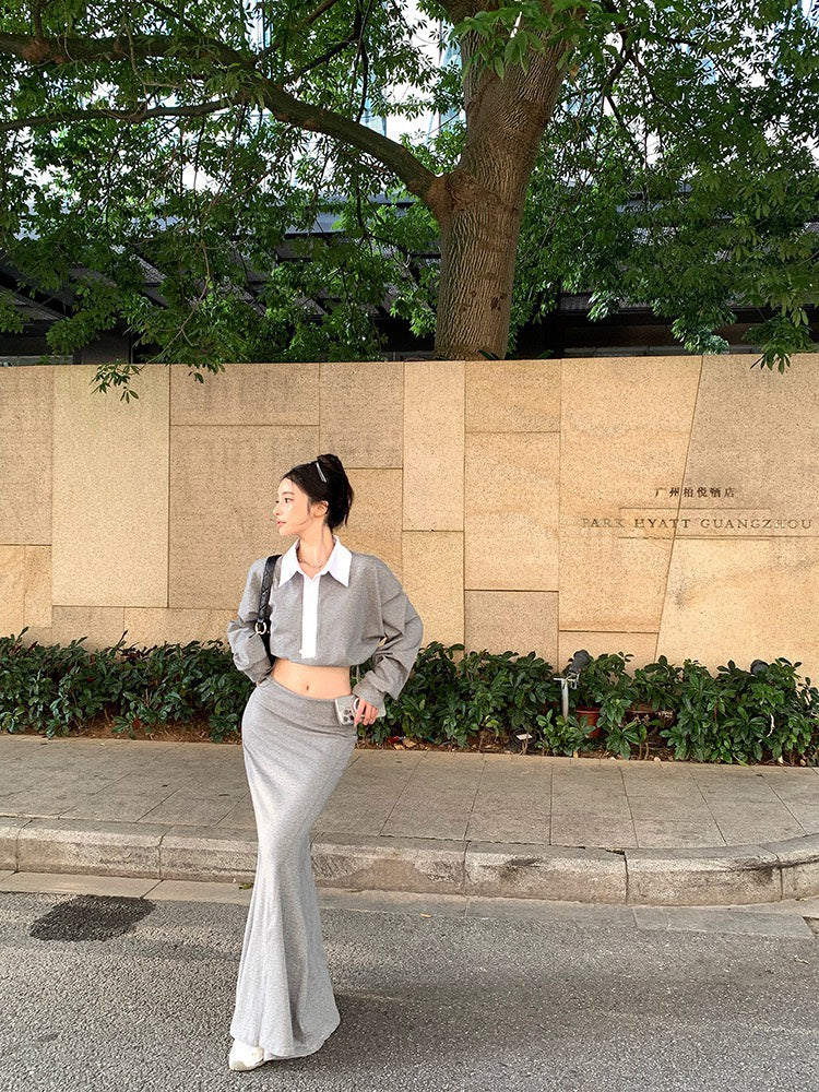 NA+ Old-money鬆弛寬鬆翻領長袖抽繩外套/短裙/長款3款設計