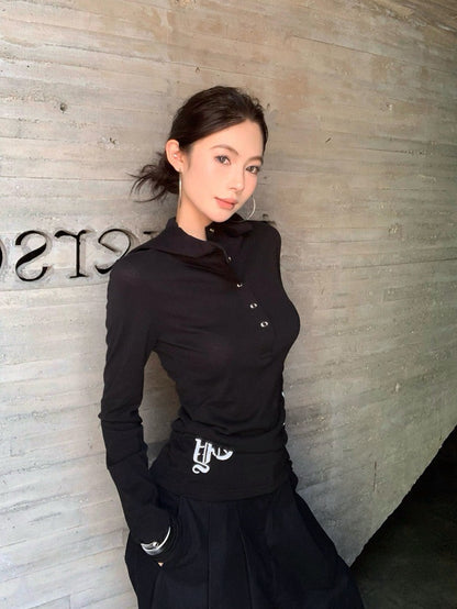 NA+ 美式印花棉混麻連帽上衣 白/黑