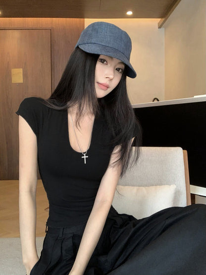 Na+ 高級簡約鎖骨面膜tee 白/黑