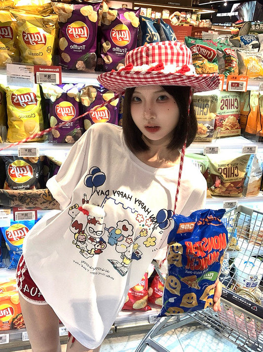 NA+ GD的Kitty圓領休閒貓貓印花T恤 白