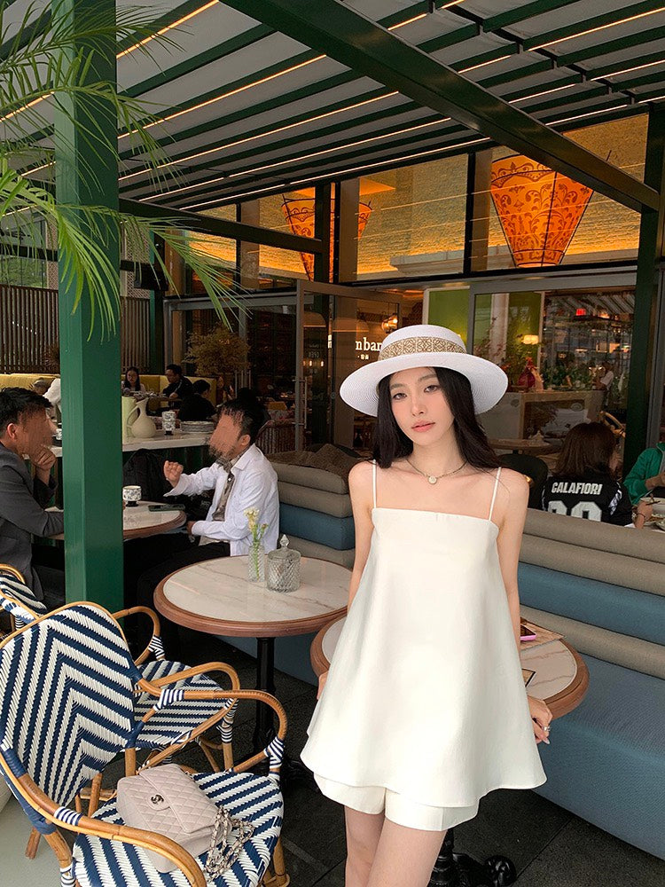 NA+ Cleanfit千金 抹胸長款吊帶 同色系短褲 白