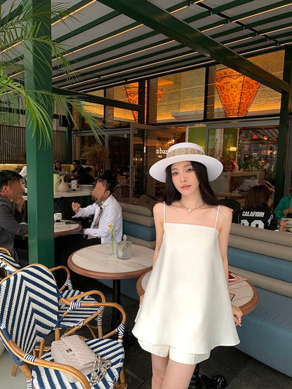 NA+ Cleanfit千金 抹胸長款吊帶 同色系短褲 白