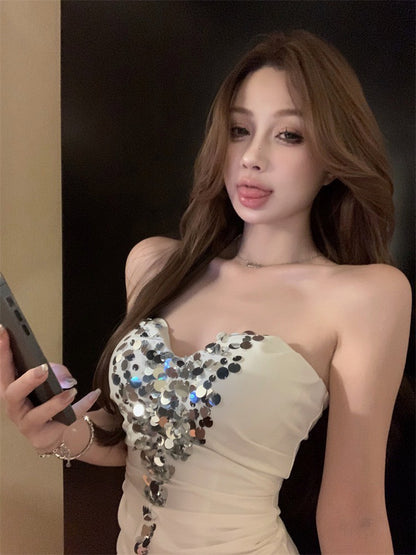 NA+ 月光銀輝亮片抹胸馬甲