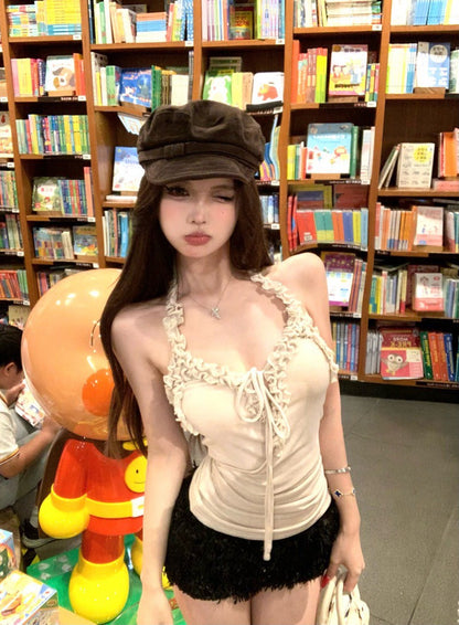 NA+ 破蠶系列木耳邊掛脖露背背心