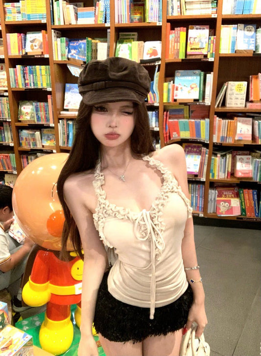 NA+ 破蠶系列木耳邊掛脖露背背心