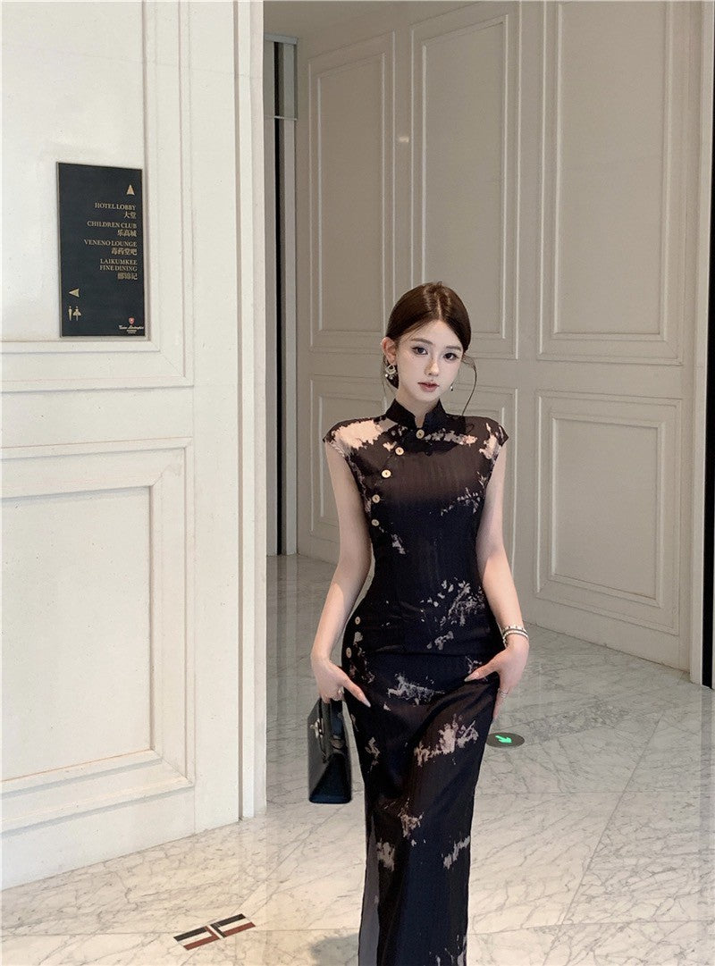 NA+ 芬芳雋永復古旗袍連身裙