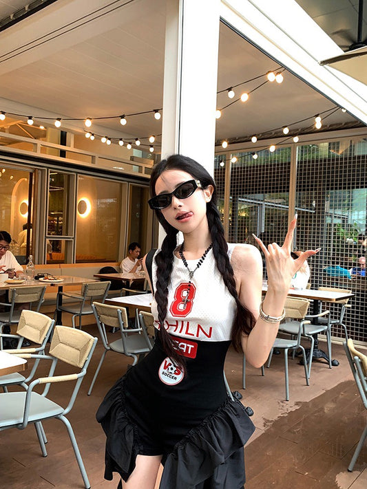 NA+ 美高辣妞 改良球衣印花背心連身裙