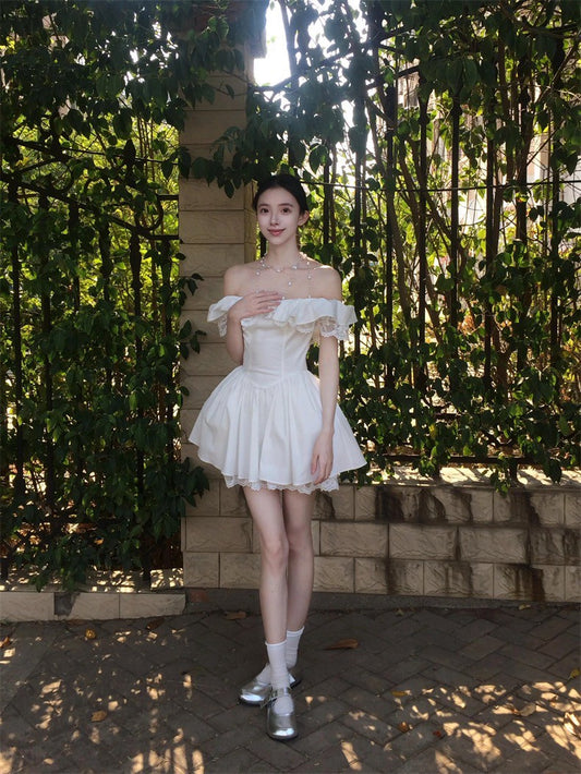 NA+ 百花齊放蕾絲荷葉領夢幻芭蕾裙