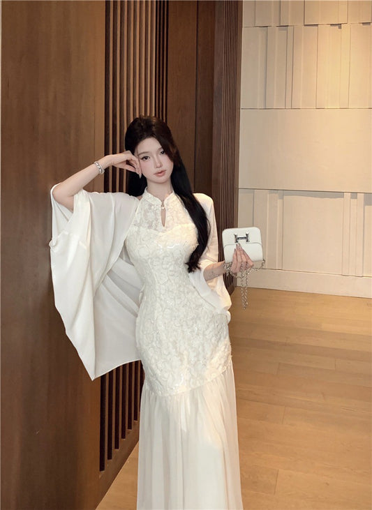 NA+ 鎏仙裙優雅緹花新中式魚尾連身裙