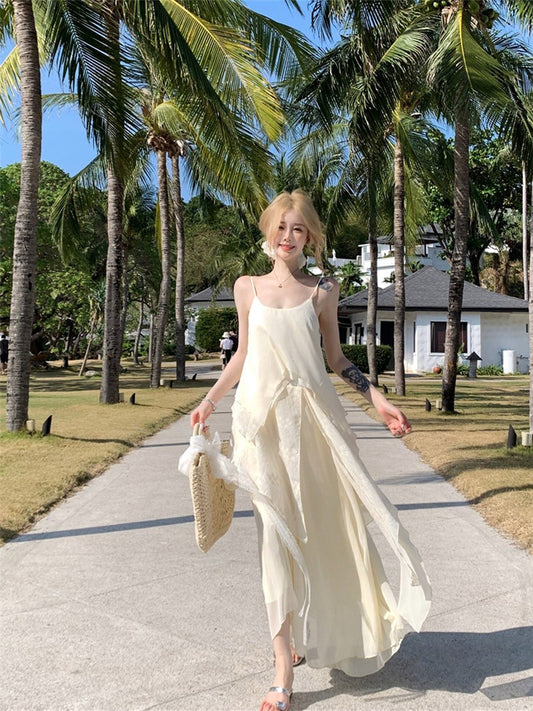 Na+ 初遇愛戀 重工立體蕾絲假兩件式連身洋裝