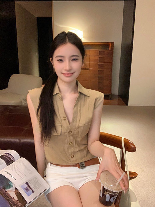 ''Na+''薄荷曼波卡其BF工裝馬甲