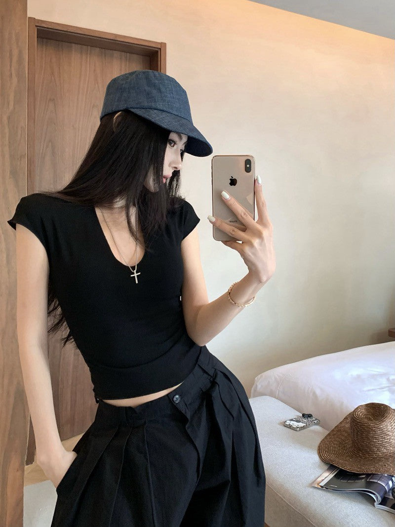 Na+ 高級簡約鎖骨面膜tee 白/黑