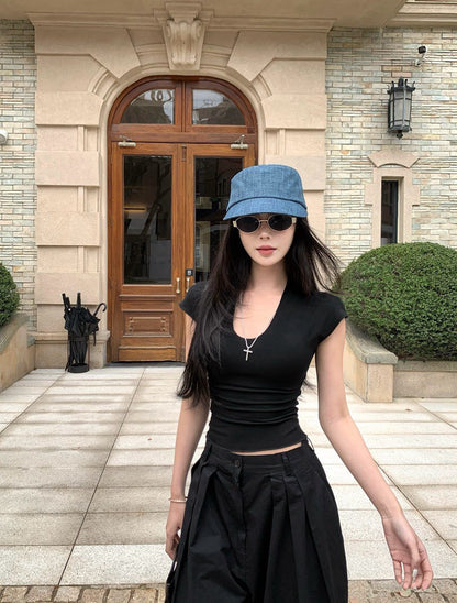 Na+ 高級簡約鎖骨面膜tee 白/黑