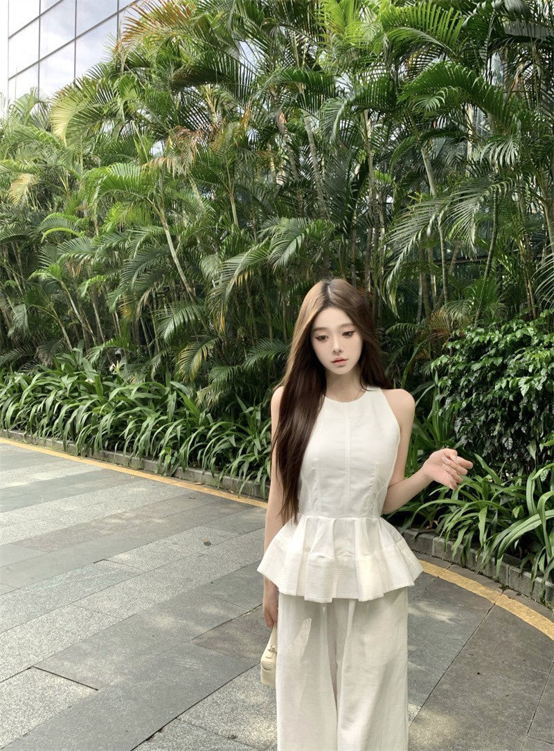 Na+ 夢幻仙女挺褂荷葉衣擺背心 顯瘦休閒褲