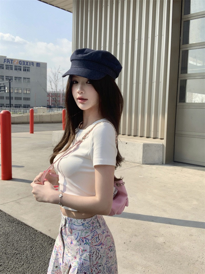 NA+ 浪漫天使 蕾絲蝴蝶繡正肩上衣 白