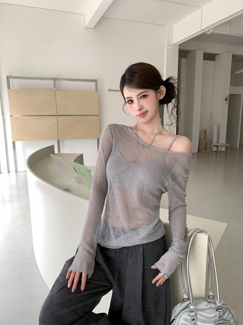NA+ 活力美妞夏季防曬歐根紗罩衫2件組 灰/綠/黑