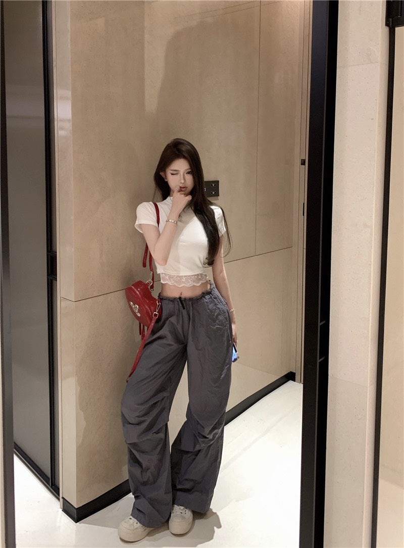 Na+ 嬌欲私藏甜美蕾絲衣擺上衣 白