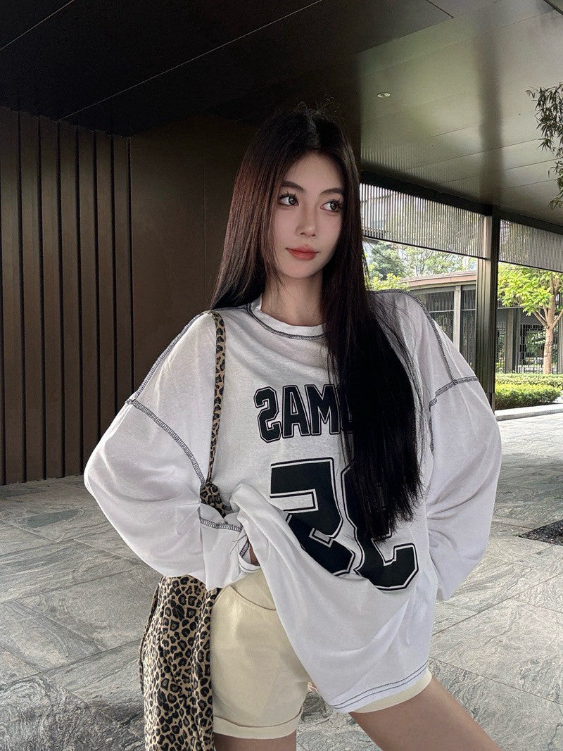 NA+ blokecore慵懶字母撞色球衣 白