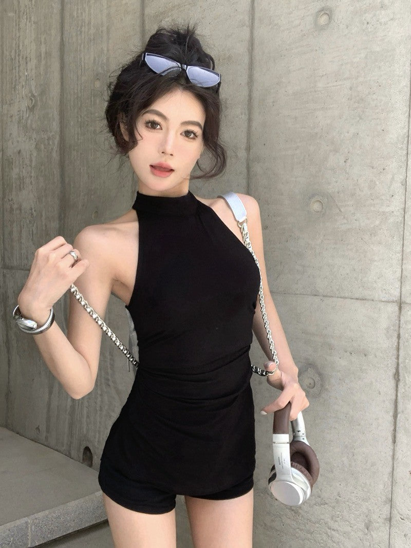 Na+ RO簡約運動感辣妹修身背心 黑