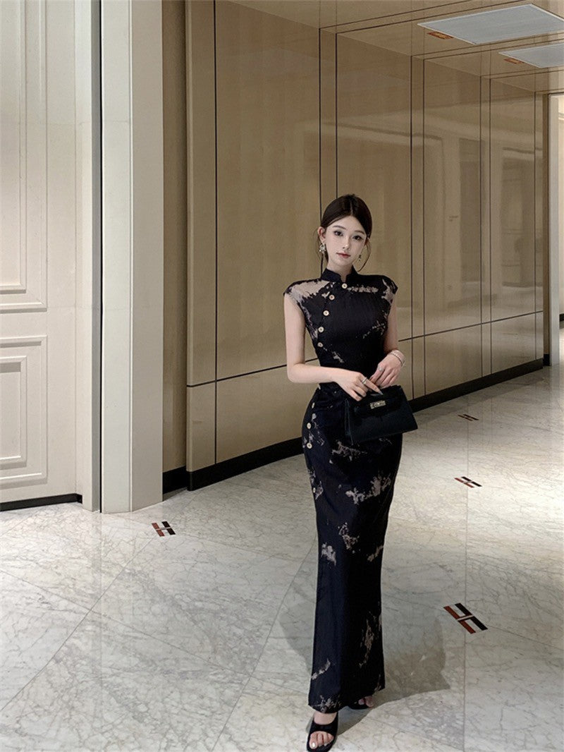 NA+ 芬芳雋永復古旗袍連身裙