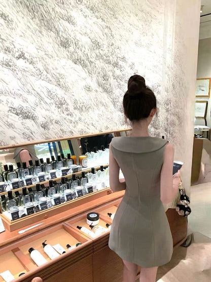 NA+ 愛神見習生 海軍領高定修身連身裙 灰