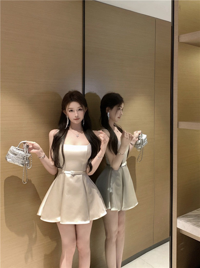 NA+ 小芭蕾 高級名媛氣質方領洋裝 香檳色