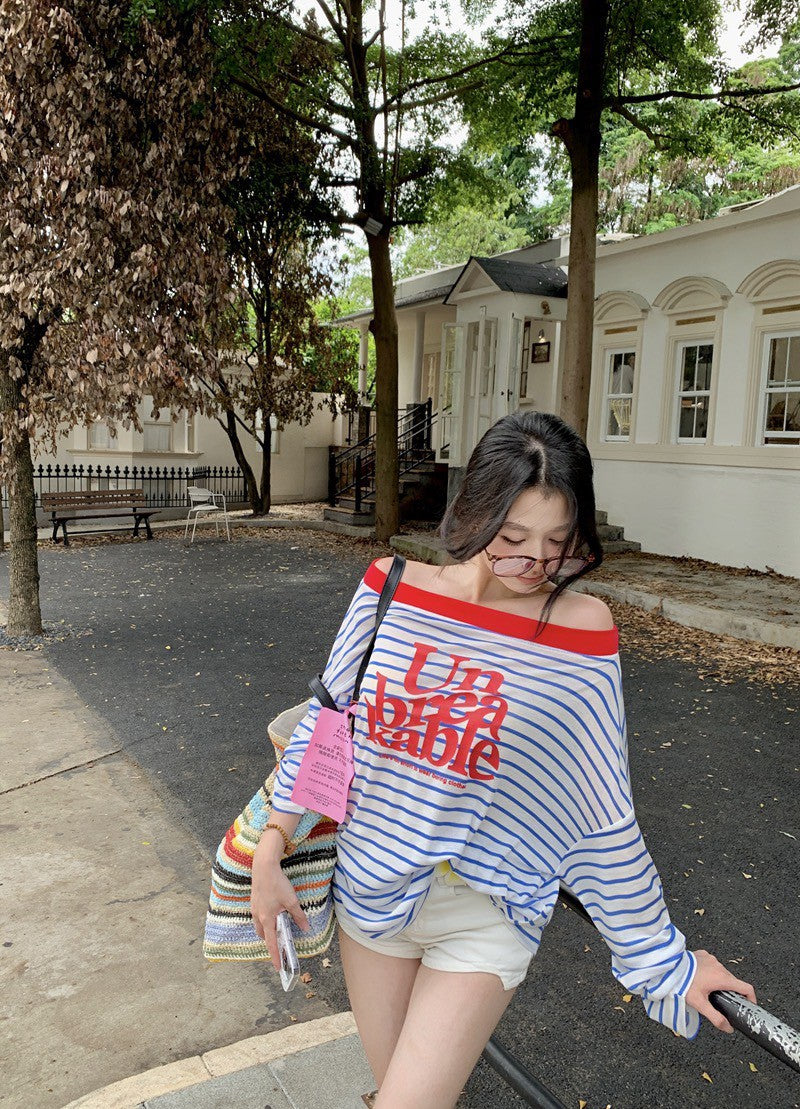 NA+ Young海軍配色慵懶寬鬆上衣