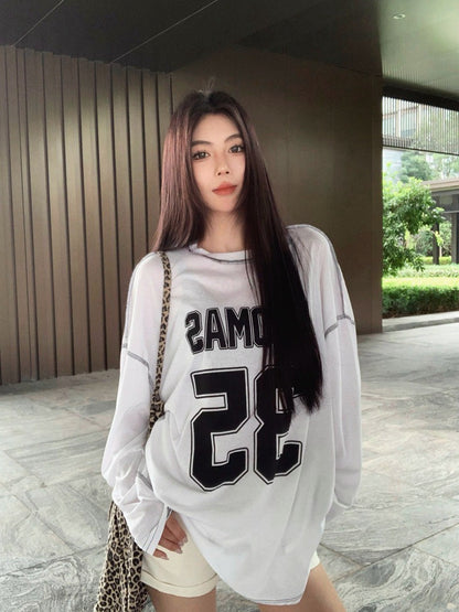 NA+ blokecore慵懶字母撞色球衣 白