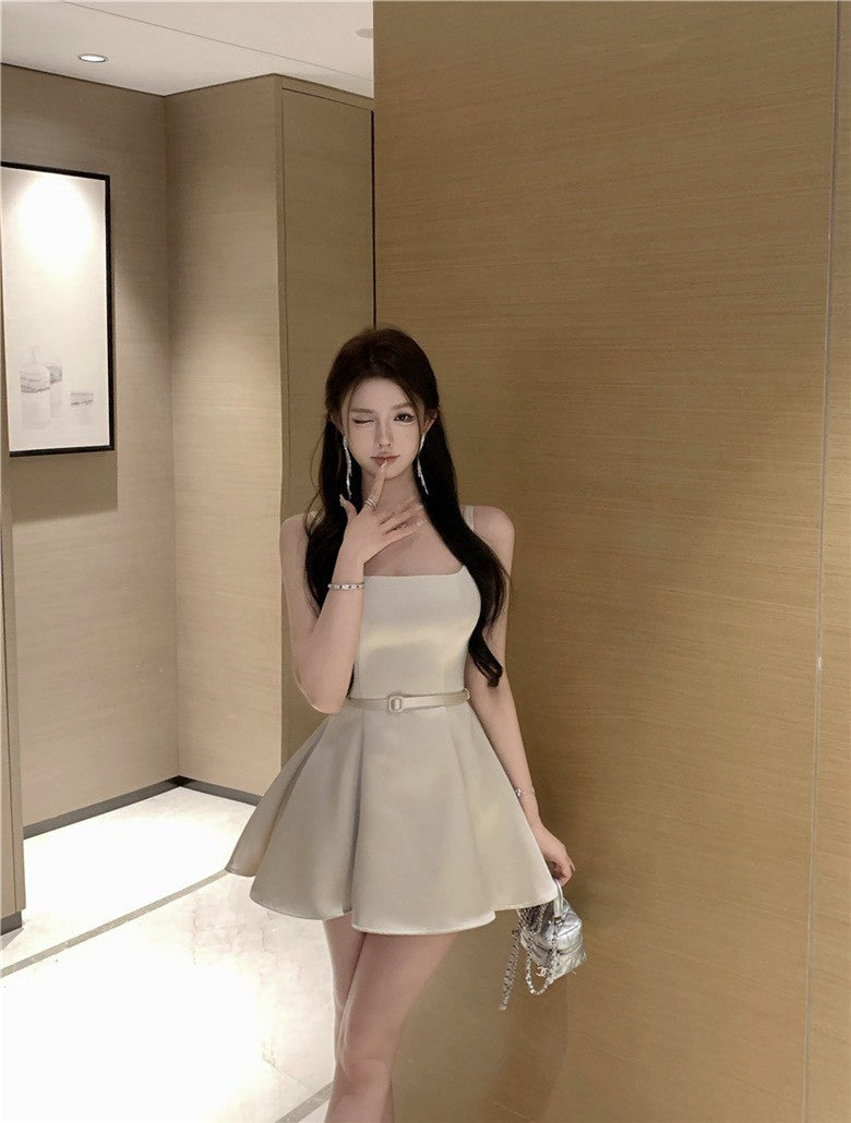 NA+ 小芭蕾 高級名媛氣質方領洋裝 香檳色